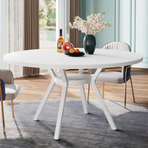 47"Dining Table, Modern Round Kitchen Table for 4