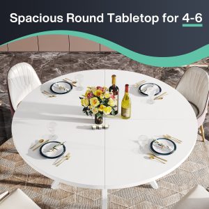 47"Dining Table, Modern Round Kitchen Table for 4 - Image 6