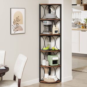 6-Tier Corner Shelf, 67" Corner Bookshelf Shelving Unit - Image 3
