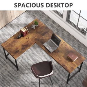 67" L-Shaped Desk, Industrial Reversible Computer Corner Desk - Image 4
