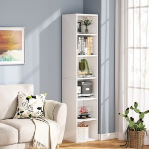 70.9" Corner Bookcase, Modern 6-Tier Narrow Cube Display Shelves - Image 3