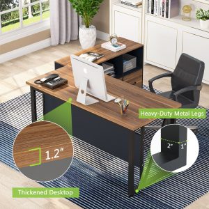 L-Shaped Computer Desk, 55" / 63" Executive Desk and Mobile File Cabinet - Image 6