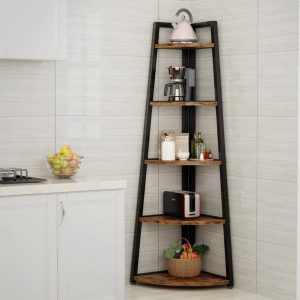 5-Tier Corner Shelf, 70" Tall Corner Ladder Shelf Small Bookshelf - Image 4