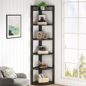 6-Tier Corner Shelf, Small Corner Bookshelf Storage Rack - Image 7