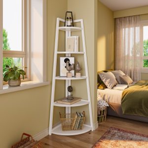 5-Tier Corner Shelf, 70" Tall Corner Ladder Shelf Small Bookshelf - Image 8