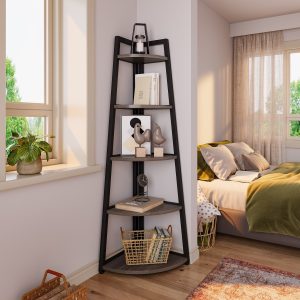 5-Tier Corner Shelf, 70" Tall Corner Ladder Shelf Small Bookshelf - Image 14