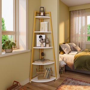 5-Tier Corner Shelf, 70" Tall Corner Ladder Shelf Small Bookshelf - Image 12