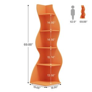5-Tier Corner Shelf, Modern Wall Corner Bookshelf Bookcase - Image 18