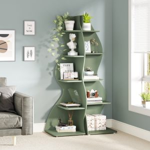 5-Tier Corner Shelf, Modern Wall Corner Bookshelf Bookcase - Image 3