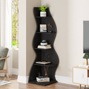5-Tier Corner Shelf, Modern Wall Corner Bookshelf Bookcase - Image 13