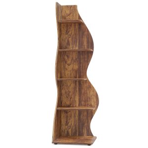 5-Tier Corner Shelf, Modern Wall Corner Bookshelf Bookcase - Image 16