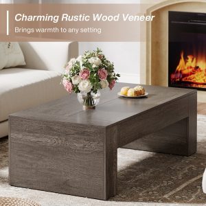 51" Coffee Table, Wood Center Table Simple Cocktail Tea Table - Image 5