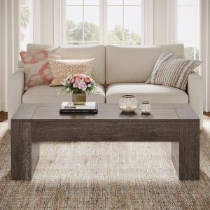 51" Coffee Table, Wood Center Table Simple Cocktail Tea Table - Image 4