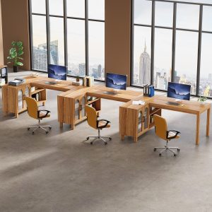59" L-Shaped Executive Desk, Computer Desk Home Office Desk With Storage Cabinet - Image 6