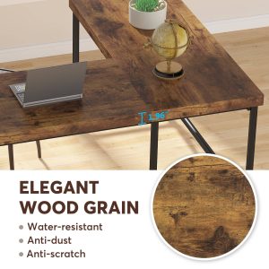 67" L-Shaped Desk, Industrial Reversible Computer Corner Desk - Image 5