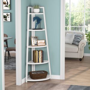 70" Corner Shelf, 5 Tier Corner Storage Rack Ladder Bookcase