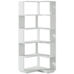 6-Tier Corner Bookshelf, 64.96" Corner Bookcase with Anti-Drop Panel - Image 12