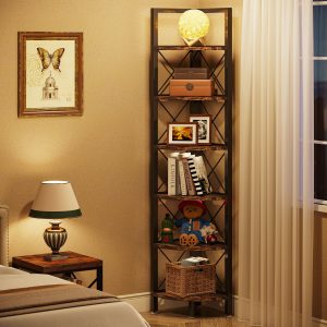 6-Tier Corner Shelf Small Bookshelf Storage Rack for Small Space - Image 4