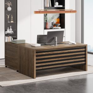 66.2" L-Shaped Executive Desk, Computer Desk with Mobile File Cabinet - Image 5