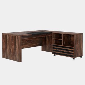 66.2" L-Shaped Executive Desk, Computer Desk with Mobile File Cabinet - Image 9