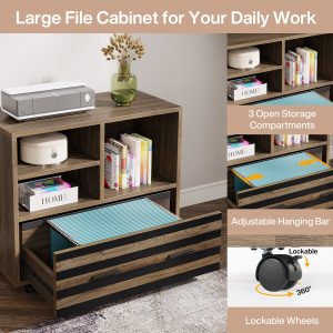 66.2" L-Shaped Executive Desk, Computer Desk with Mobile File Cabinet - Image 6