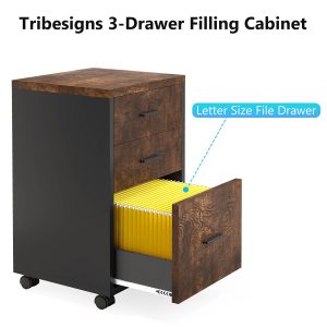 83" L-Shaped Desk, Industrial Corner Executive Desk with Mobile File Cabinet - Image 7