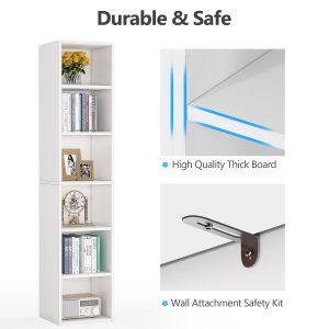 70.9" Corner Bookcase, Modern 6-Tier Narrow Cube Display Shelves - Image 5