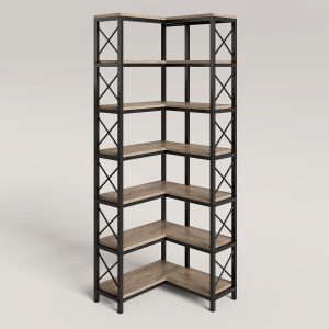 7-Tier Corner Bookshelf Corner Bookcase Storage Display Rack - Image 10