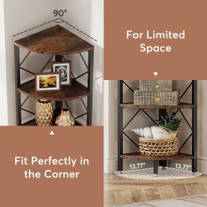 7-Tier Corner Shelf, 78.7" Corner Bookcase Slim Corner Storage Rack - Image 6