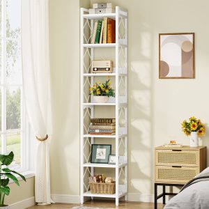7-Tier Corner Shelf, 78.7" Narrow Bookshelf Corner Bookcase - Image 11