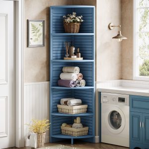 70.8" Corner Shelf, 5-tier Narrow Corner Bookcase Display Etagere - Image 6