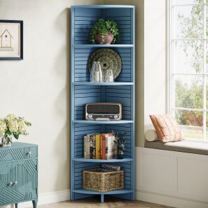 70.8" Corner Shelf, 5-tier Narrow Corner Bookcase Display Etagere