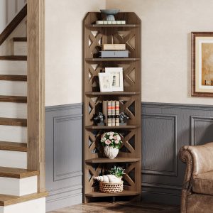 70.8" Corner Shelf, 6-Tier Corner Bookcase Display Shelves Plant Stand - Image 3