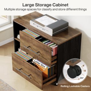 70.8" Executive Desk, L-Shaped Home Office Desk with File Cabinet - Image 7