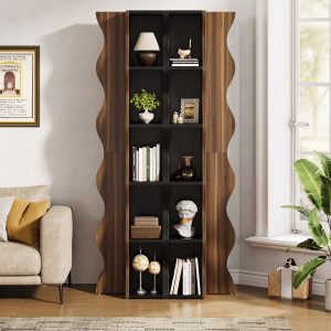 70.8" Tall Corner Shelf, 6-Tier Bookshelf Display Shelves Storage Organizer - Image 4