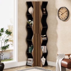 70.8" Tall Corner Shelf, 6-Tier Bookshelf Display Shelves Storage Organizer