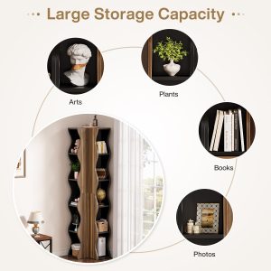70.8" Tall Corner Shelf, 6-Tier Bookshelf Display Shelves Storage Organizer - Image 7