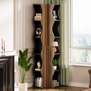 70.8" Tall Corner Shelf, 6-Tier Bookshelf Display Shelves Storage Organizer - Image 3