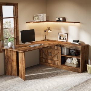 70.9" L Shaped Executive Desk, Large Office Computer Desk with Storage Cabinet - Image 4