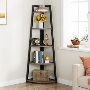5-Tier Corner Shelf, 70" Tall Corner Ladder Shelf Small Bookshelf - Image 15