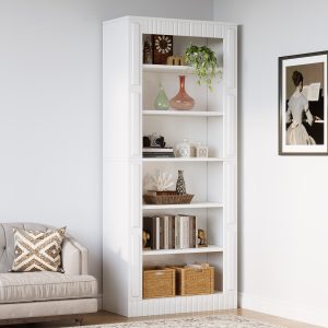 73" Modern Bookcase, 6-Tier Tall Etagere Bookshelf with Storage Shelves