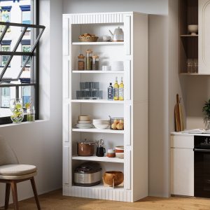 73" Modern Bookcase, 6-Tier Tall Etagere Bookshelf with Storage Shelves - Image 5