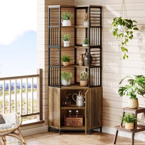 77" Corner Shelf, Industrial Bookshelf Display Shelving Unit Storage Cabinet - Image 4