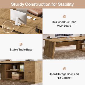78" L Shaped Executive Desk, Corner Computer Desk Home Office Desk - Image 7