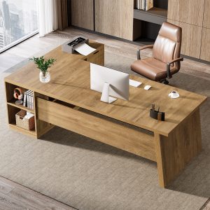 78" L Shaped Executive Desk, Corner Computer Desk Home Office Desk - Image 3
