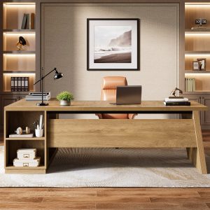78" L Shaped Executive Desk, Corner Computer Desk Home Office Desk - Image 6