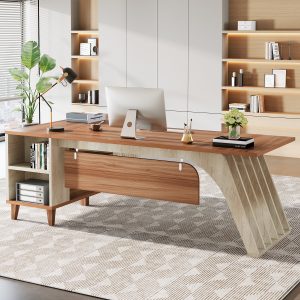 78.7" L-Shaped Executive Desk, Computer Desk Office Desk with File Cabinet - Image 5
