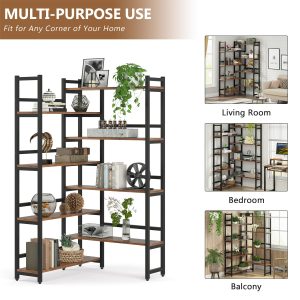 70.8" Corner Bookshelf, 8-Tier Industrial  Bookcase Corner Display Rack - Image 6