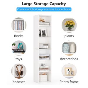 70.9" Corner Bookcase, Modern 6-Tier Narrow Cube Display Shelves - Image 6