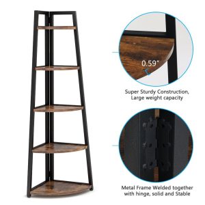 5-Tier Corner Shelf, 70" Tall Corner Ladder Shelf Small Bookshelf - Image 6